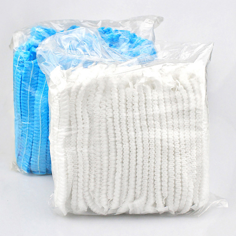 Non woven double elastic surgical head hair cover nonwoven disposable hair net cap clip caps medical bouffant cap disposable hat