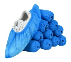 Disposable Non Woven Cpe Medical Shoe Cover With T Clips Surgical Shoes Cover For Hospital Antiskid