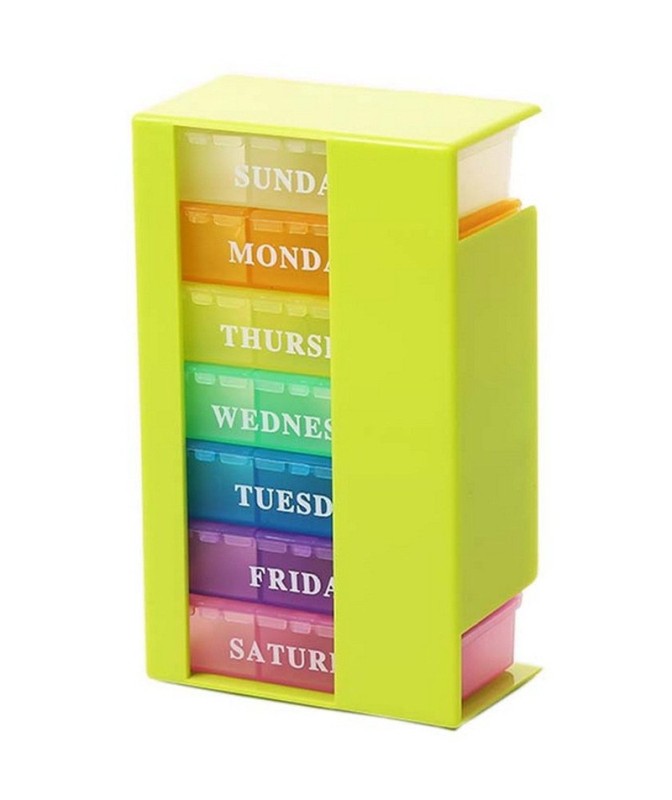 Rainbow color 7 day Plastic Pill Box 21 box Square pill box/plastic box