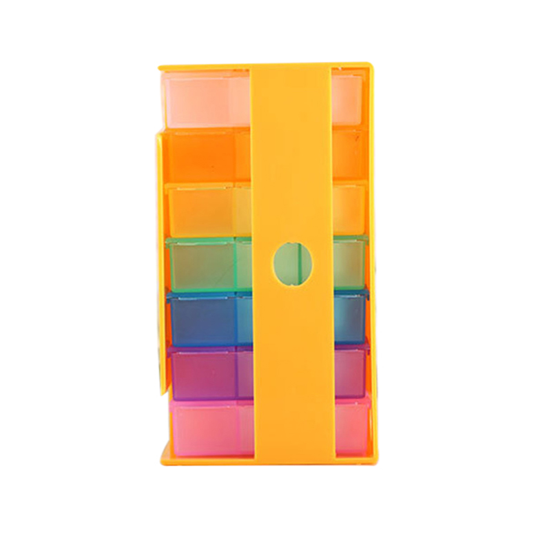 Rainbow color 7 day Plastic Pill Box 21 box Square pill box/plastic box