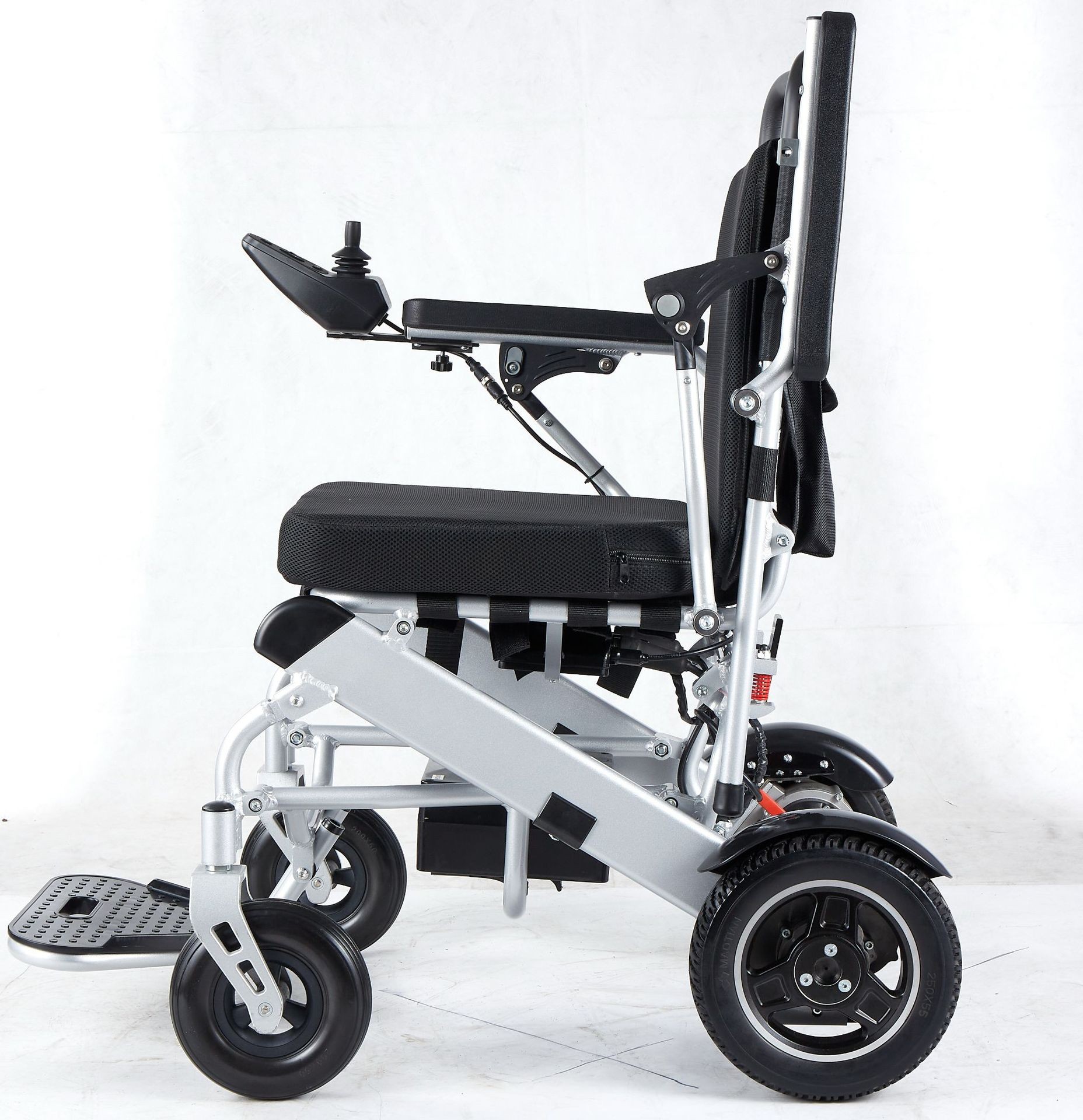 Lightweight aluminum alloy frame folding ten inch rear wheels lithium electric brushless motor electric wheel chair