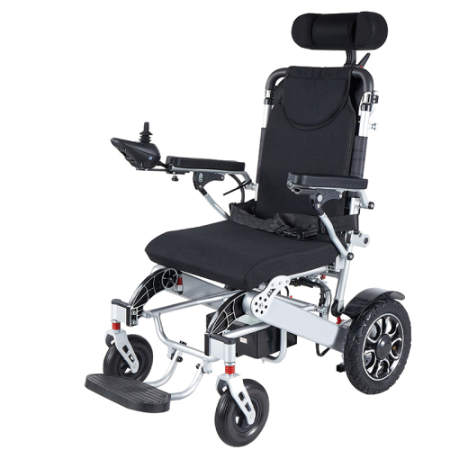 Four wheel light aluminum alloy frame folding back adjustable lithium electric wheel chair
