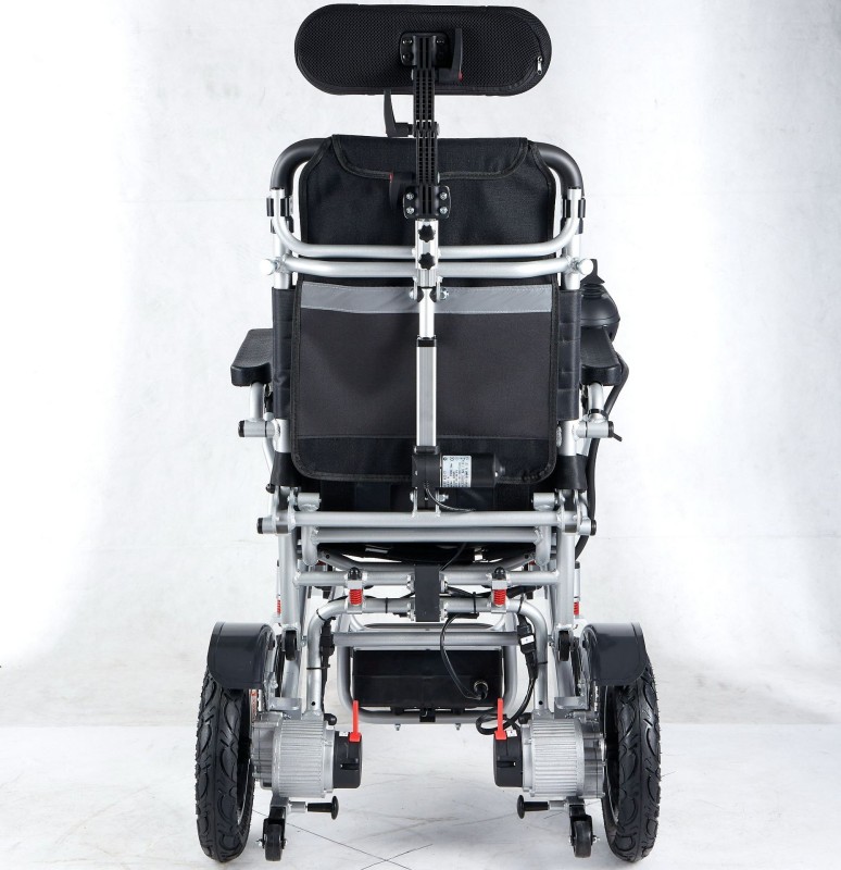 Four wheel light aluminum alloy frame folding back adjustable lithium electric wheel chair