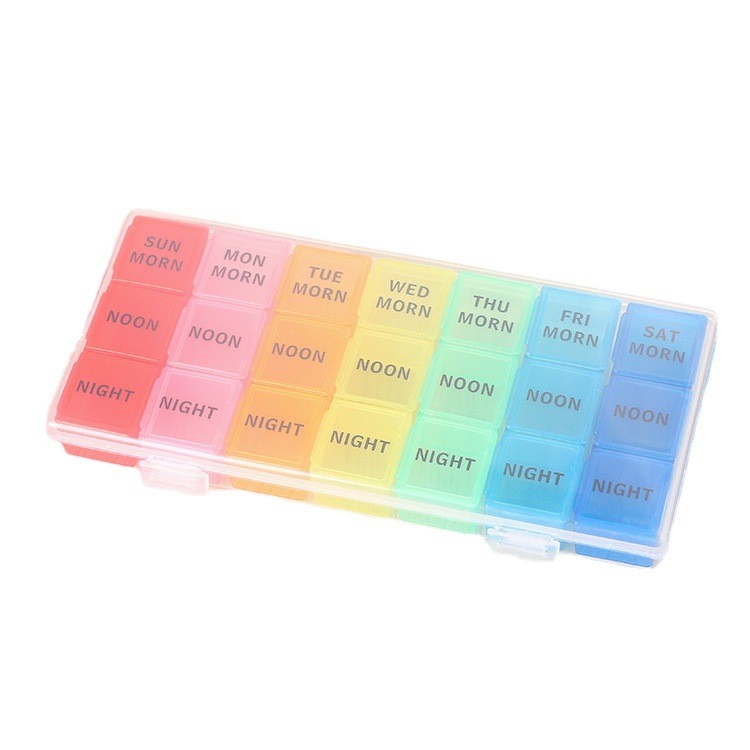 Plastic Medicine Box Family medicine box for the week 21 compartment portable travel colorful medicine box