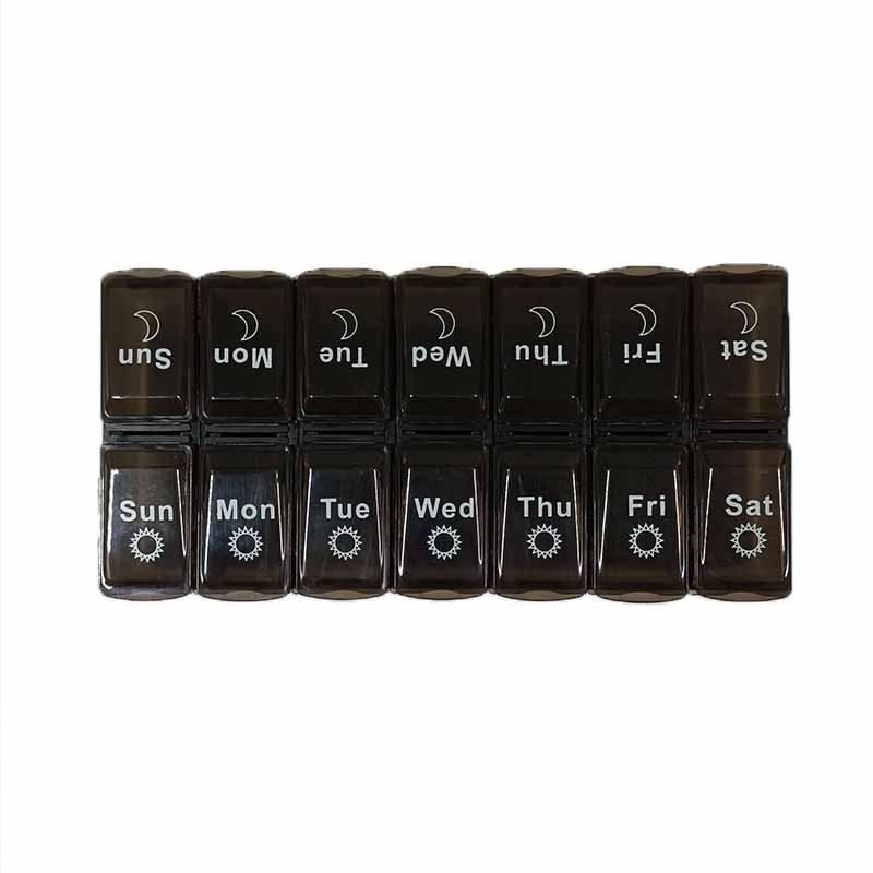 Black and white large storage 7-day pill can be split weekly double row 2 color 14 case
