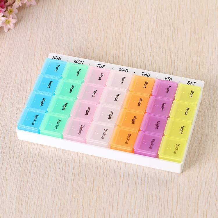 One week color band hook 28 grid travel can be split single portable 7 days color 28 grid medicine box