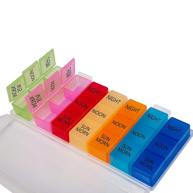 Plastic Medicine Box Family medicine box for the week 21 compartment portable travel colorful medicine box