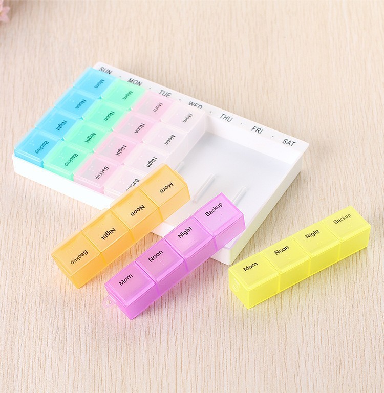 One week color band hook 28 grid travel can be split single portable 7 days color 28 grid medicine box