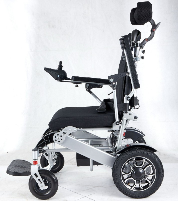 Four wheel light aluminum alloy frame folding back adjustable lithium electric wheel chair