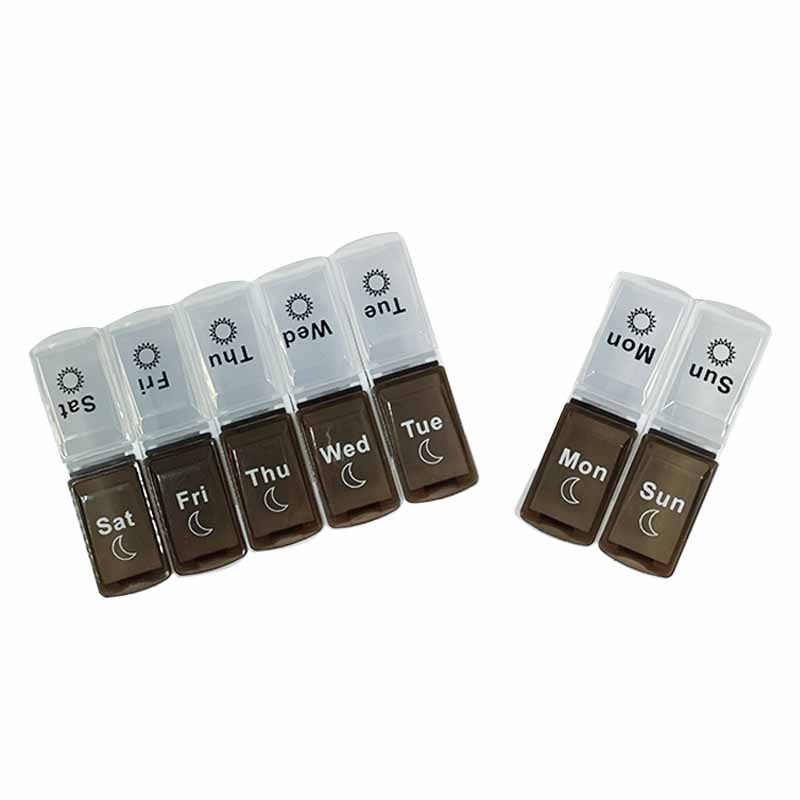 Black and white large storage 7-day pill can be split weekly double row 2 color 14 case
