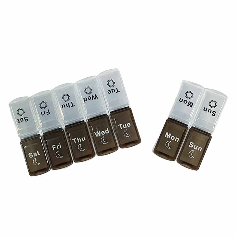 Black and white large storage 7-day pill can be split weekly double row 2 color 14 case