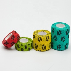 Customized Printing Animal Dog Cohesive Bandage Non Woven Self-adhesive High Elastic Pet Bandage