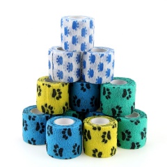 Customized Printing Animal Dog Cohesive Bandage Non Woven Self-adhesive High Elastic Pet Bandage