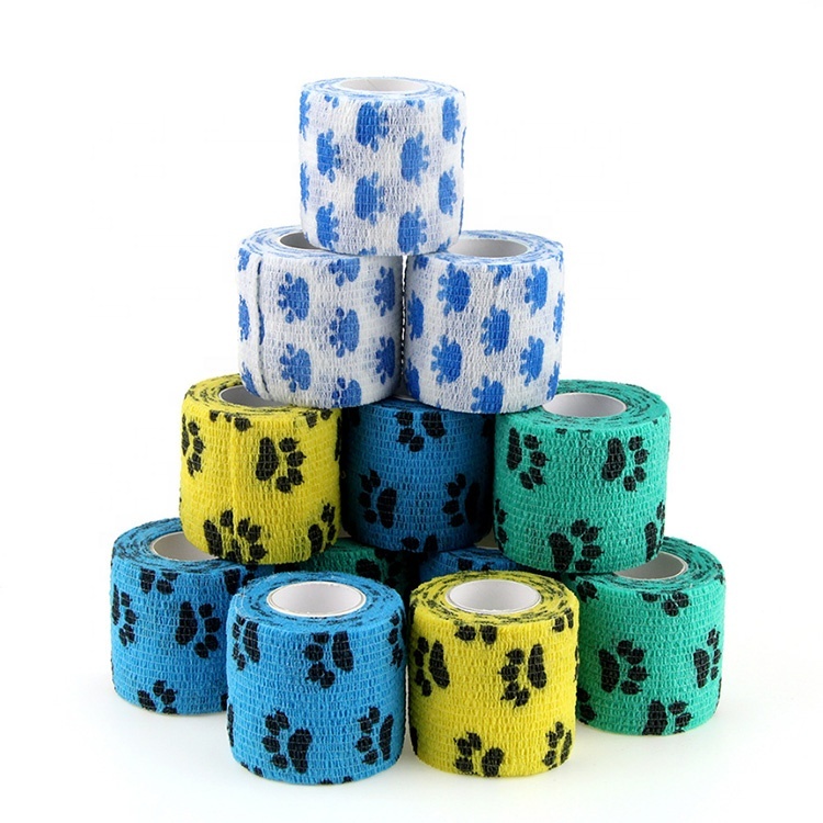 Customized Printing Animal Dog Cohesive Bandage Non Woven Self-adhesive High Elastic Pet Bandage