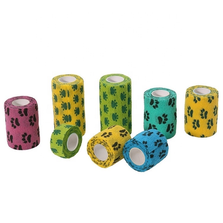 Customized Printing Animal Dog Cohesive Bandage Non Woven Self-adhesive High Elastic Pet Bandage
