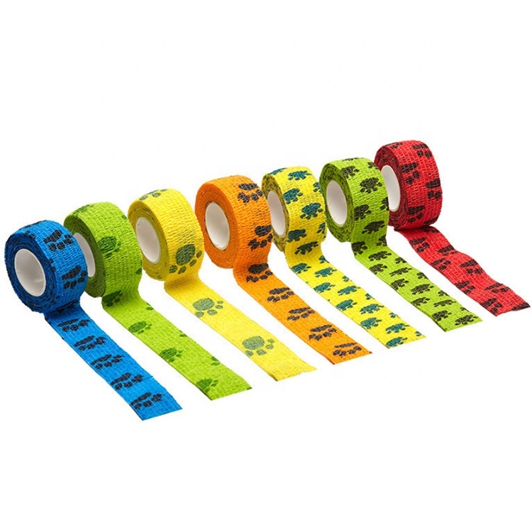 Customized Printing Animal Dog Cohesive Bandage Non Woven Self-adhesive High Elastic Pet Bandage