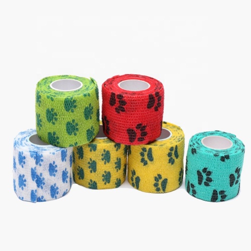 Customized Printing Animal Dog Cohesive Bandage Non Woven Self-adhesive High Elastic Pet Bandage