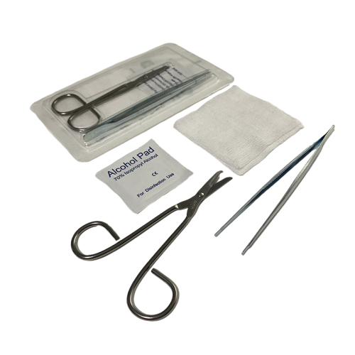 Tray disposable catheterization suture removal surgical kit