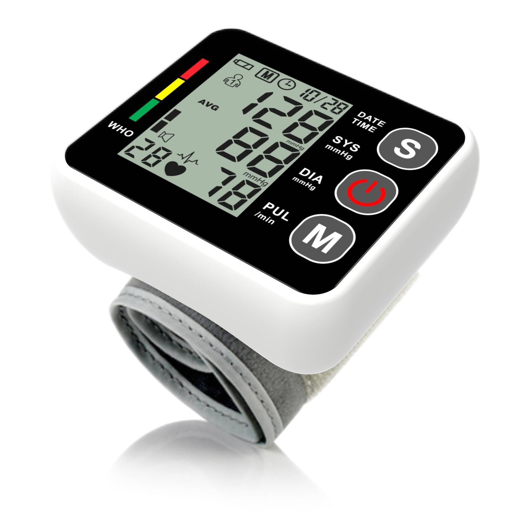 Automatic Wrist Blood Pressure Monitor Heart Beat Rate Pulse Meter Tonometer LCD Digital BP Sphygmomanometer