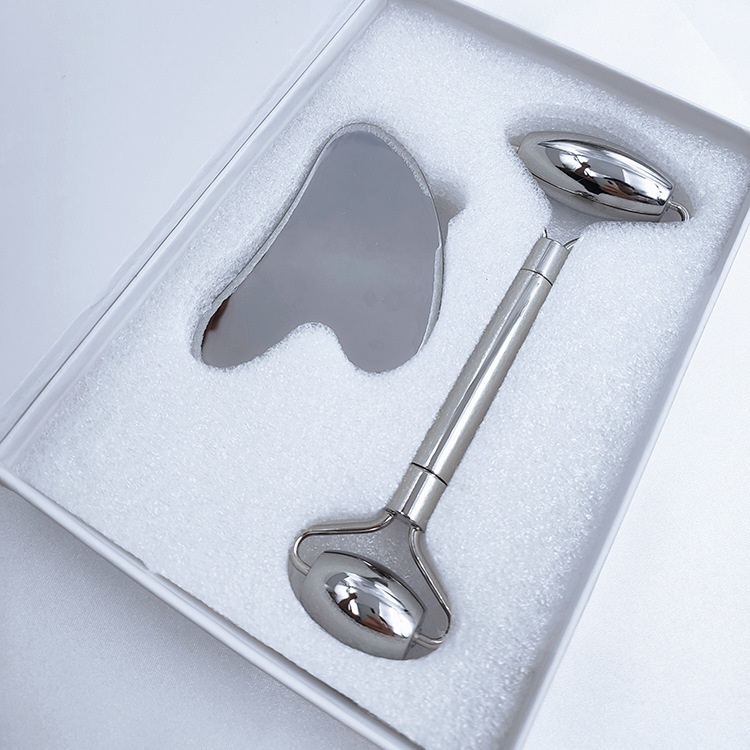 stainless steel metal face roller facial gua sha tool set