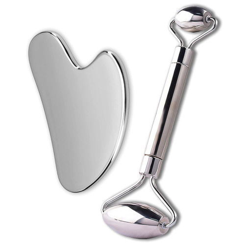 stainless steel metal face roller facial gua sha tool set