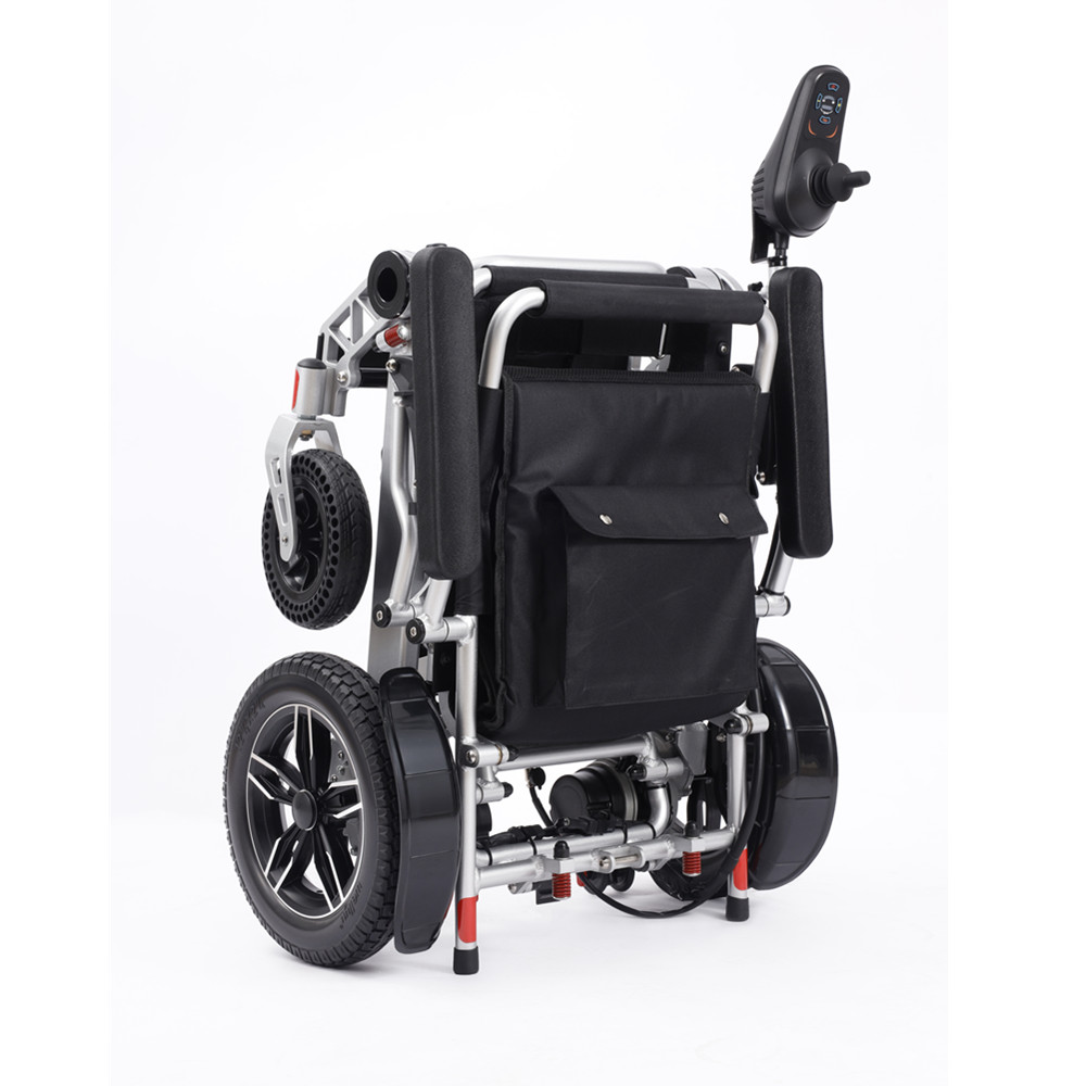 High quality elderly disabled light aluminum folding battery durable remote control electric wheelchair