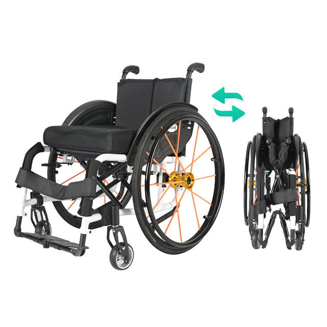 Sports marathons use wheelchairs that are portable and collapsible