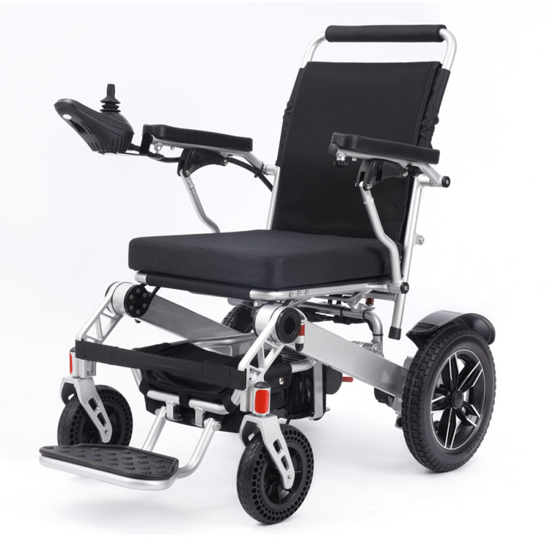 High quality elderly disabled light aluminum folding battery durable remote control electric wheelchair