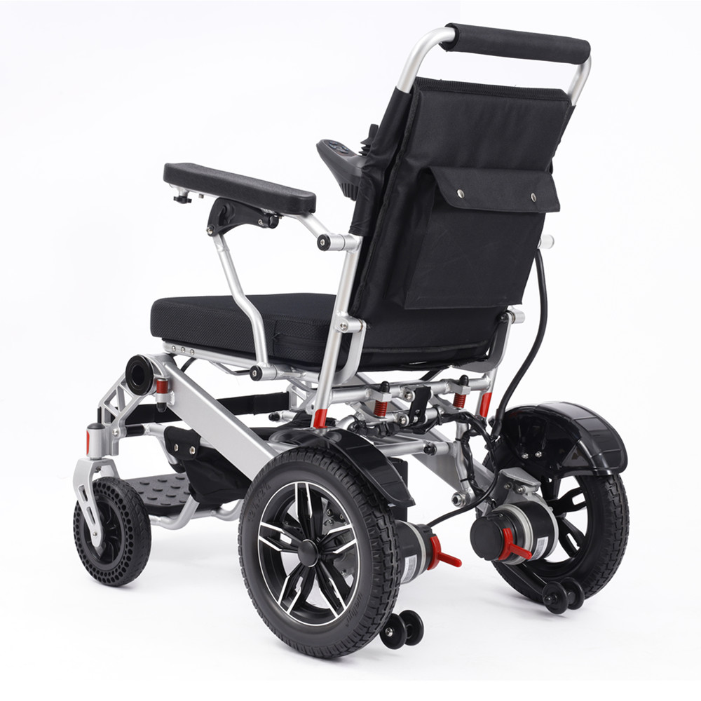 High quality elderly disabled light aluminum folding battery durable remote control electric wheelchair