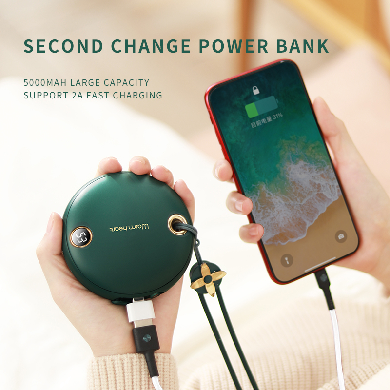 Winter Hot USB Rechargeable Reusable Cute Mini Pocket Hand Warmer Portable 5000mAh Electric Power Bank Hand Warmer