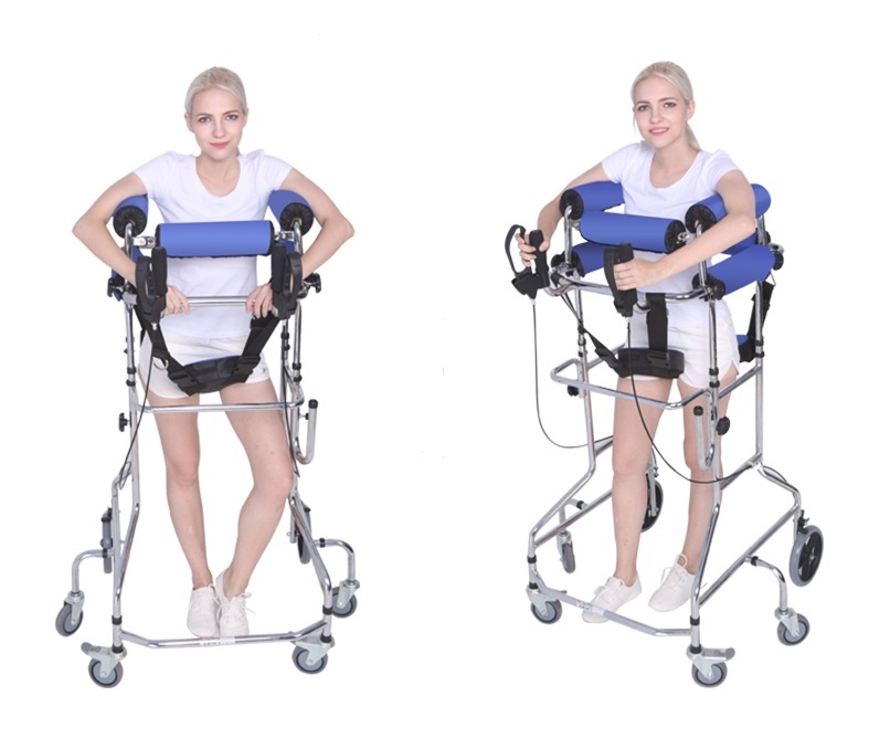 Stand Frame with Seat Wheel Rehabilitation Device Folding Height Adjustable Lower Limb Disabled