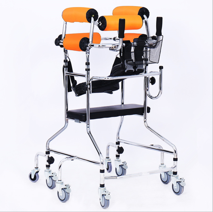 Stand Frame with Seat Wheel Rehabilitation Device Folding Height Adjustable Lower Limb Disabled
