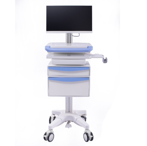 Factory Price Height Adjustable Hospital Computer Cart Mobile Medical Trolley