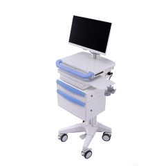 Factory Price Height Adjustable Hospital Computer Cart Mobile Medical Trolley
