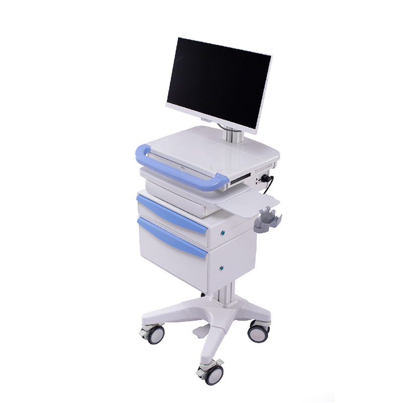 Factory Price Height Adjustable Hospital Computer Cart Mobile Medical Trolley