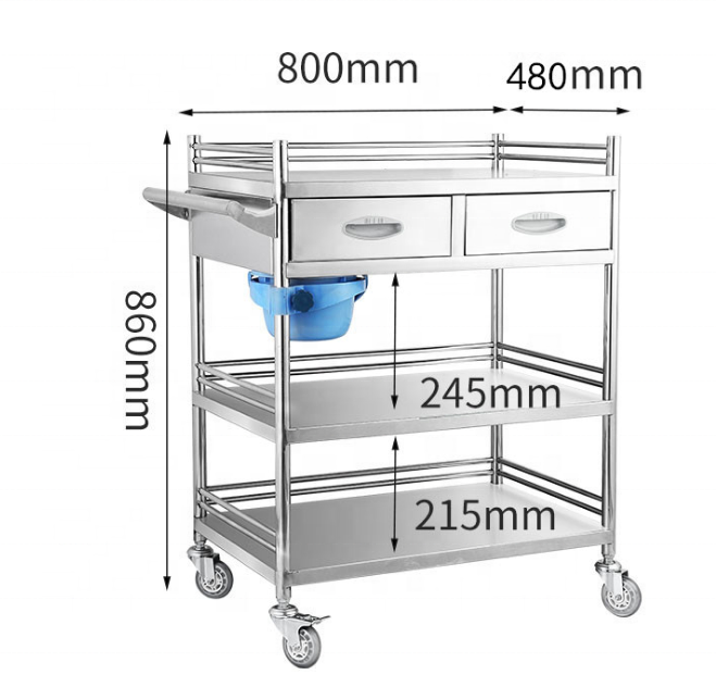 hospital furniture record trolley rolling trolley with drawers hospital trolley