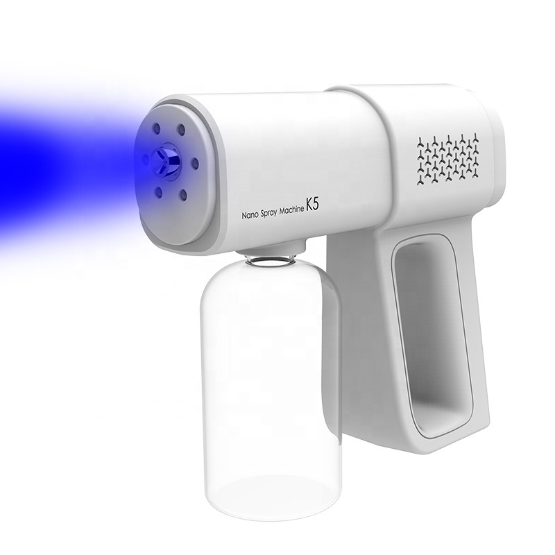 Blue Led Light Anion Nano Disinfent Sterilizer Smoke Fog Spray Guns Mini Rechargeable Wireless Disinfection Nano Spray Gun