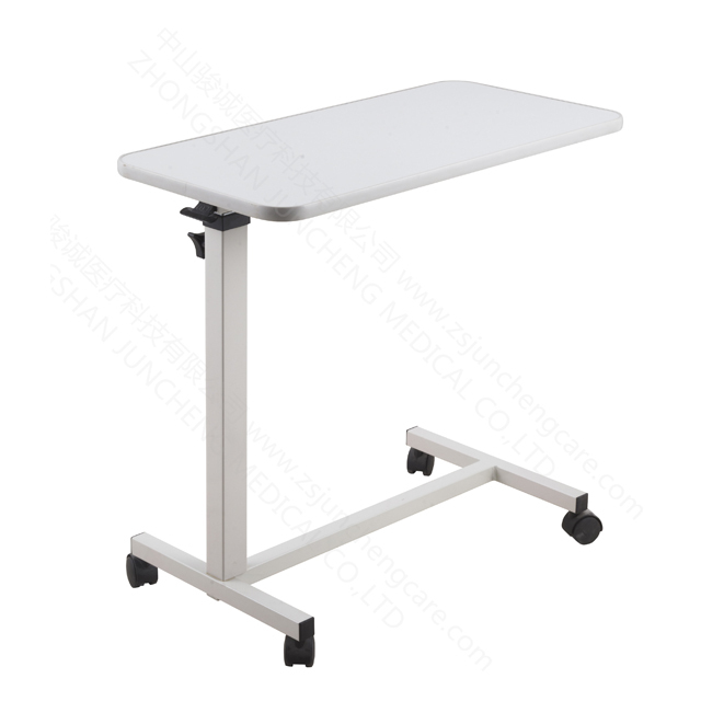 Hospital Over bed Adjustable Mobile Table with Wheels for Dinning