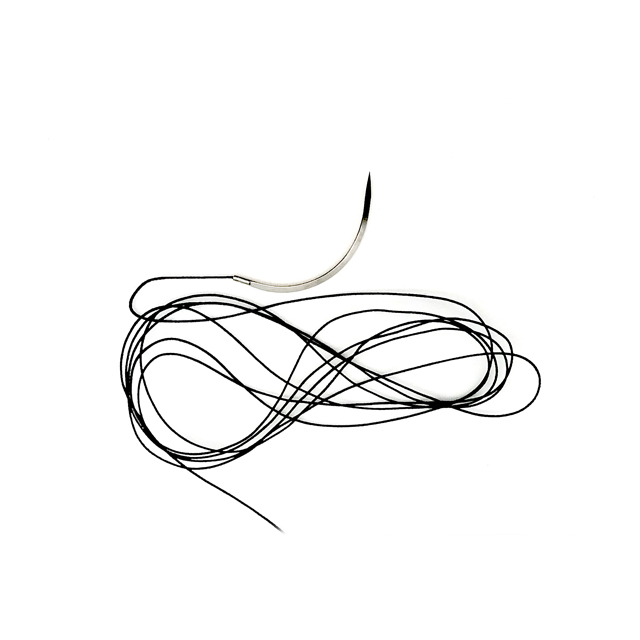 Non-absorbable sutures with needle| black silk surgical sutures 1/2 circle 3/8 or straight needle