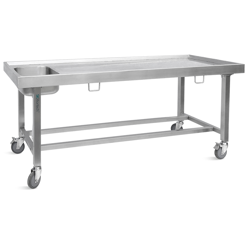 Portable Casters Stainless Steel Morgue Equipment Dissection Postmortem Mortuary Corpse Autopsy Table with Sink