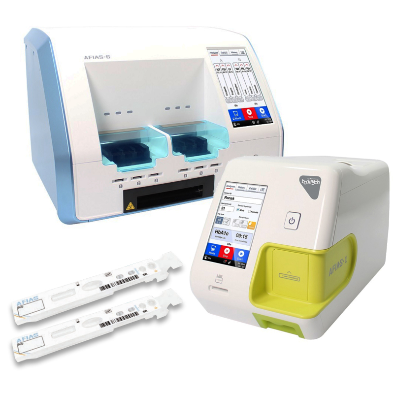Boditech AFIAS Point-of-care AFIAS-6 Analyzers fully automated immunoassay systems test devices. AFIAS-1 IN-VITRO DIAGNOSTIC IVD