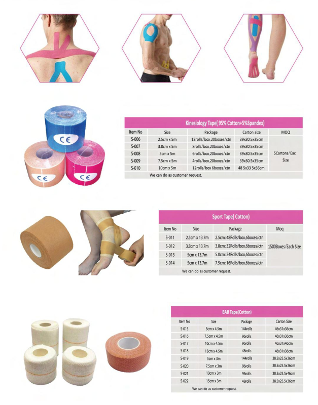 Kinesiology Tape( 95% Cotton+5%Spandex)