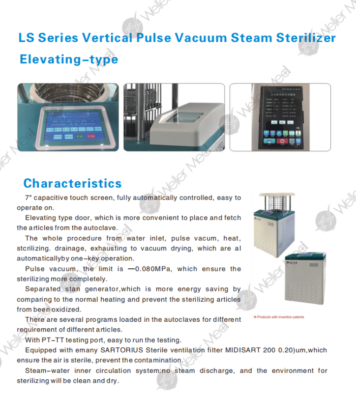 LS Series Vertical Pulse Vacuum Steam Sterilizer Elevating-type