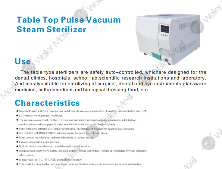 Table Top Pulse Vacuum Steam Sterilizer