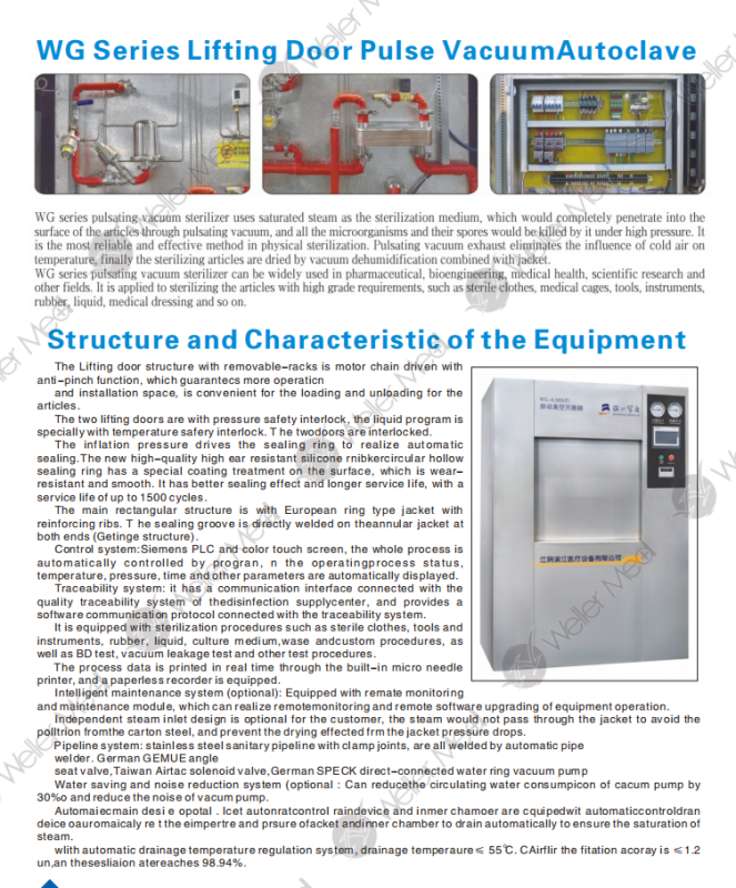 WG Series Lifting Door Pulse VacuumAutoclave