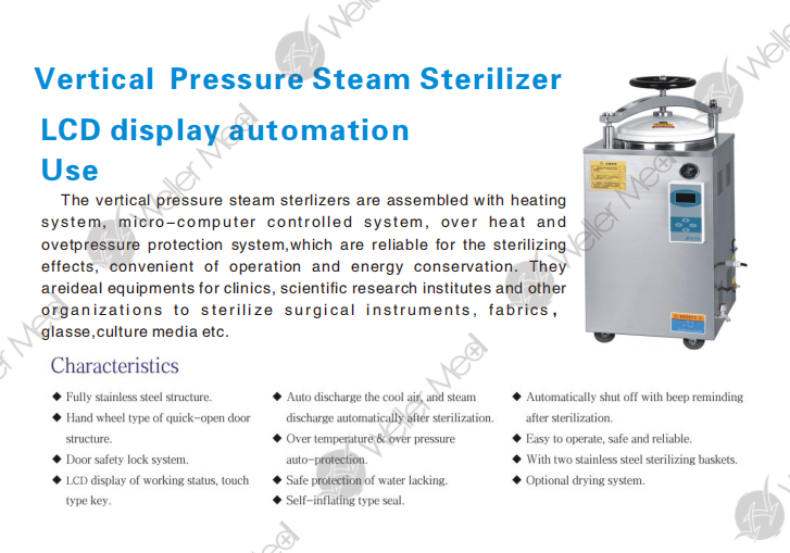 Vertical Pressure Steam Sterilizer LCD display automation Use