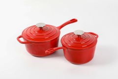 HAWOK Enameled cast iron sauce pot,red 20cm/18cm
