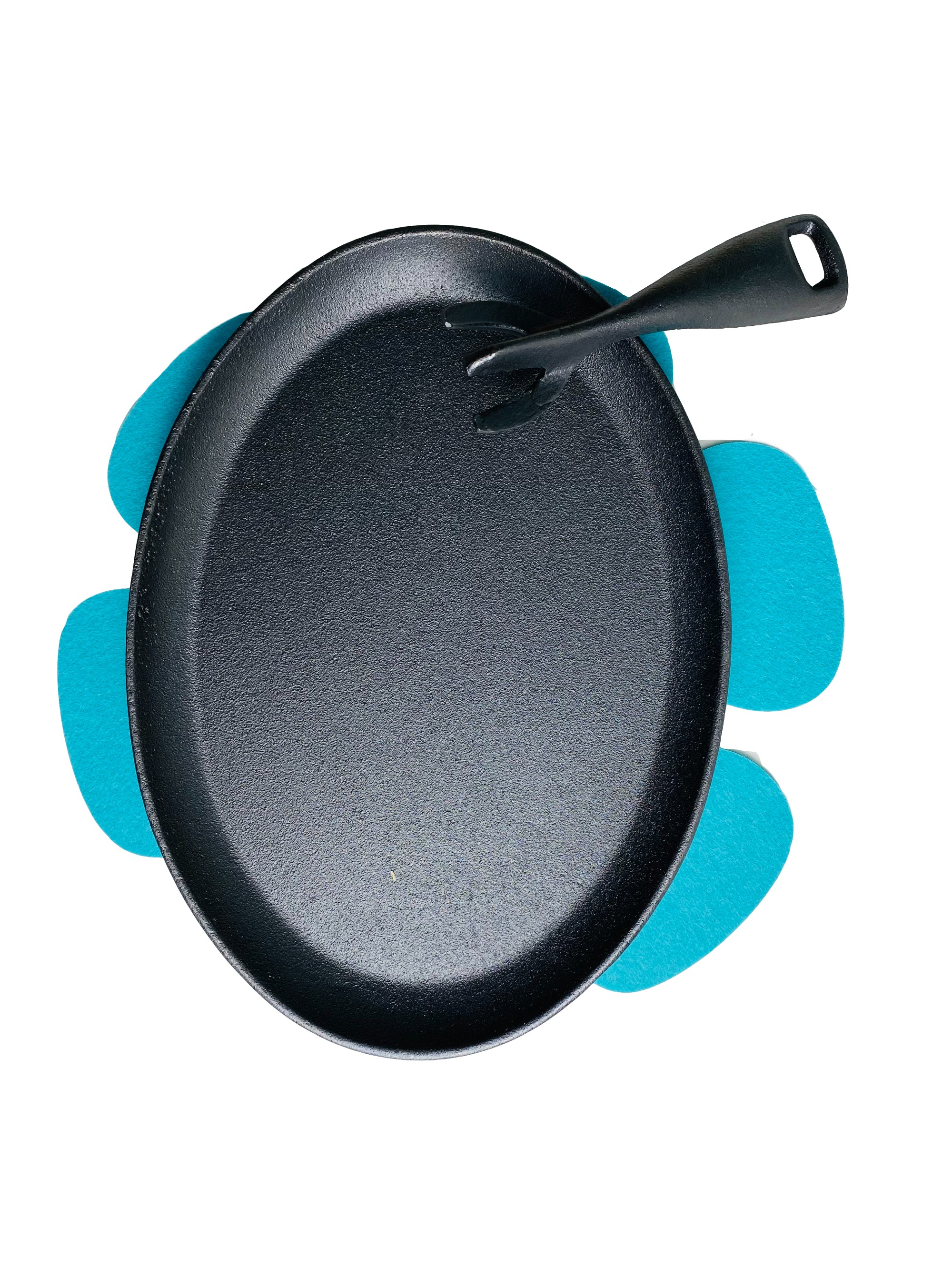Cast Iron Fajita Skillet Set, Sizzling Plate with Wooden Base