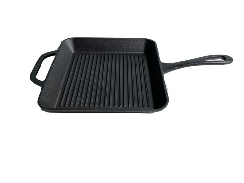 HAWOK Cast Iron 11 Inch Square Cast Iron Grill Pan. Ribbed 11-Inch Square  Cast Iron Grill Pan with Dual Handles.,cast iron skillet