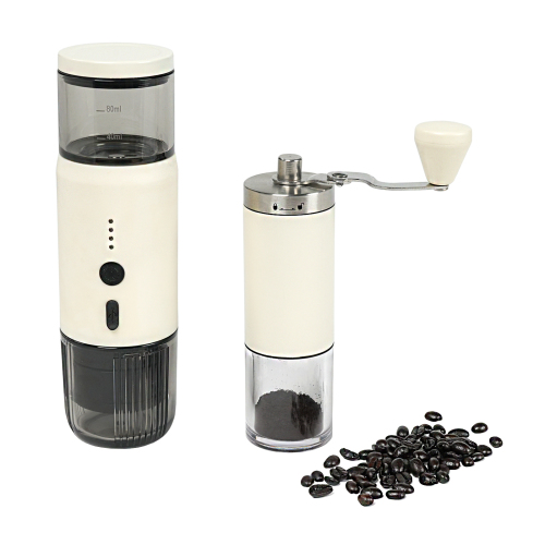 HAWOK Portable Espresso Coffee Machine &amp; Manual Coffee Grinder Set, 80ml Water Tank